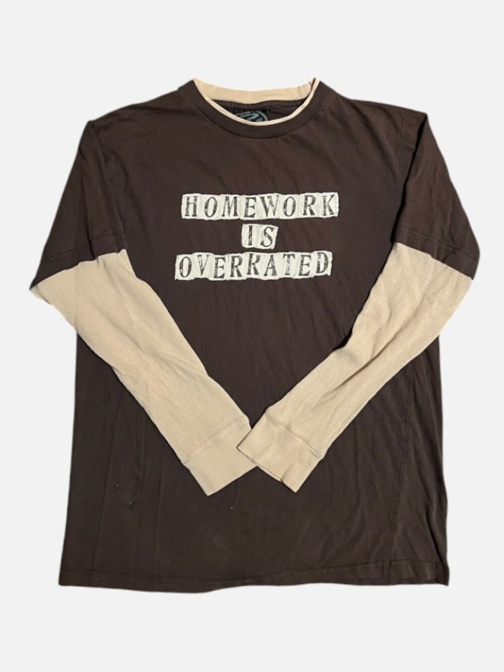 Vintage Y2K Layered Long Sleeve Slogan Tee Skater